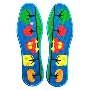 精品新款手工自绣满绣不退色半成品纯棉布印花针孔十字绣鞋垫平安