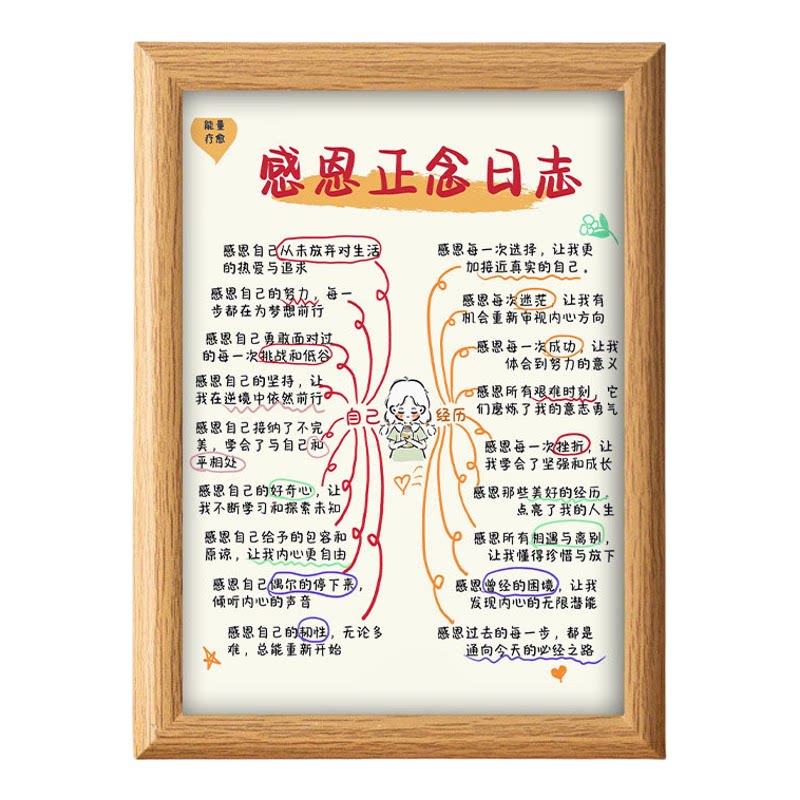 感恩正念日志治愈系文字相框摆台