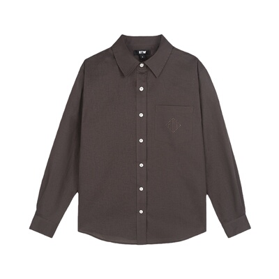 R2W美式刺绣宽松棉麻衬衫女