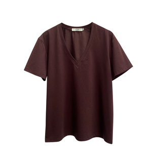 深v领t恤女夏季纯棉2025新款性感深v低胸上衣大领口正肩t恤女短袖