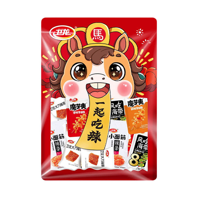 卫龙马年大礼包约240g魔芋爽海带小面筋辣条童年怀旧零食小吃