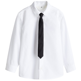 HM童装儿童男童衬衫长袖正装礼服演出服白衬衫配锻制领带1256116