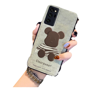适用于荣耀v30手机壳新款布纹v30pro保护套卡通暴力熊硅胶挂绳30青春版全包v20防摔网红lite女款男高级感潮牌