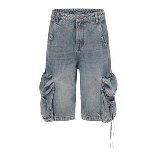 24ans 【姜涩琪同款】美式复古脏染重工水洗牛仔夏季垫肩纽扣背心