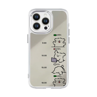 线条小狗适用iPhone16Promax镜面手机壳15plus苹果17上班族打工人13/12Promax少女心14Pro小众不撞款xs高级xr