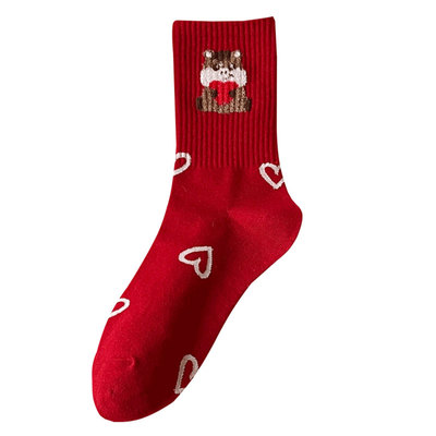马年红袜子女袜本命年大红色