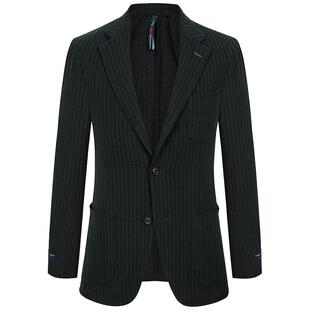 TOMBOLINI休闲西装外套男 GUABELLO深绿色条纹羊毛西服潮流单西