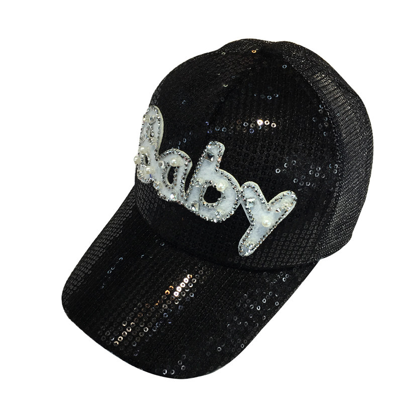 韩版baby亮片春夏弯檐儿童帽子