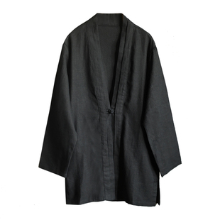 春秋男士宽松外套短款风衣中国风棉麻汉服男款春季休闲宽松上衣