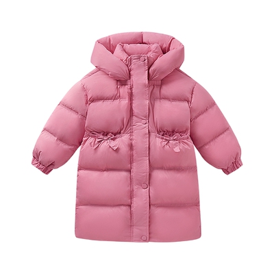 [抗菌锁温]女童羽绒服大童秋冬面包服宝宝红色冬装儿童中长款外套