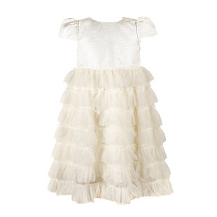 Little Naive女童春秋款蛋糕裙钢琴演出礼服儿童网纱公主裙白色