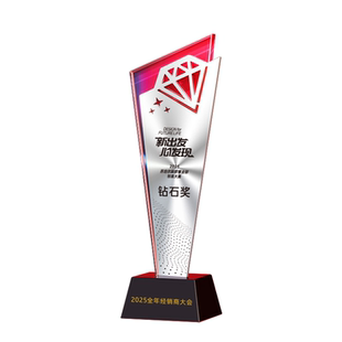 金属水晶奖杯定制拉丝创意五角星优秀员工冠军年会颁奖牌制作定做