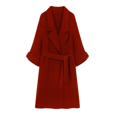 【小二推荐】酒红色双面羊绒大衣