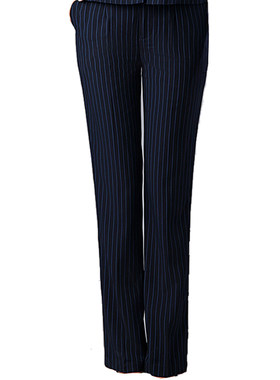 宜秀建行工作服女条纹西装裤