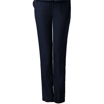 宜秀建行工作服女条纹西装裤