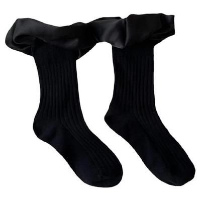 立体泡泡口褶皱个性风纯色小腿袜