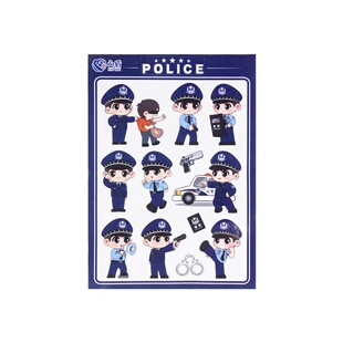 警察公仔贴纸叱咤小警创意卡通贴纸透明装饰手机小贴画警察贴纸