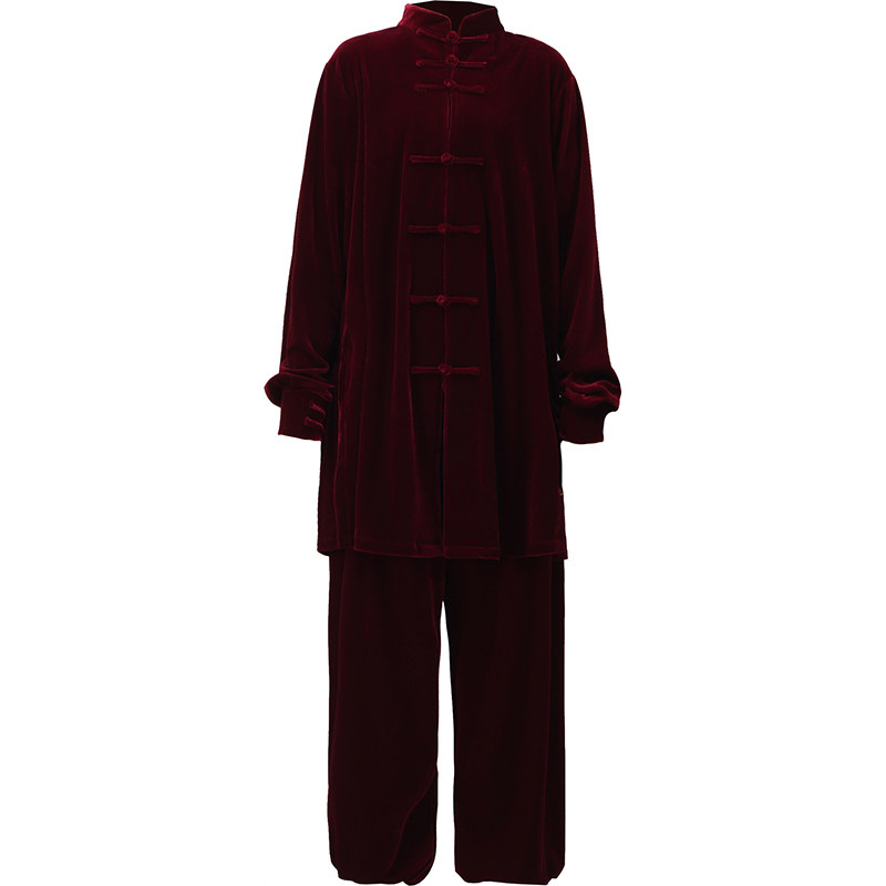 秋冬加厚中长款金丝绒太极服女春秋男款高档南韩绒太极拳练功服装