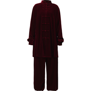 秋冬加厚中长款金丝绒太极服女春秋男款高档南韩绒太极拳练功服装
