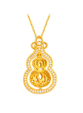 周大生饰品银项链S925银镂空葫芦项链送女友老婆妈妈生日礼