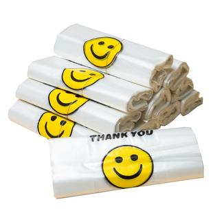 笑脸塑料袋加厚透明外卖食品袋打包袋购物袋方便手提袋子食品级