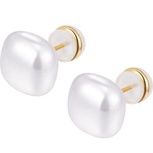 999纯银小方糖珍珠耳钉女气质轻奢高级感耳环2025新款爆款耳饰品