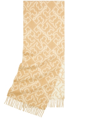 TORY BURCH 汤丽柏琦 提花羊驼毛混纺双面围巾 171971