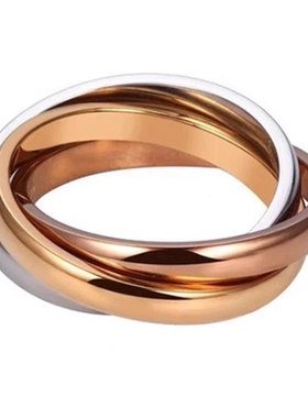 蔡文静同款三色戒指男女简约时尚