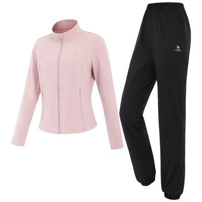 骆驼瑜伽套装女款秋冬加绒保暖修身健身服显瘦百搭训练运动两件套