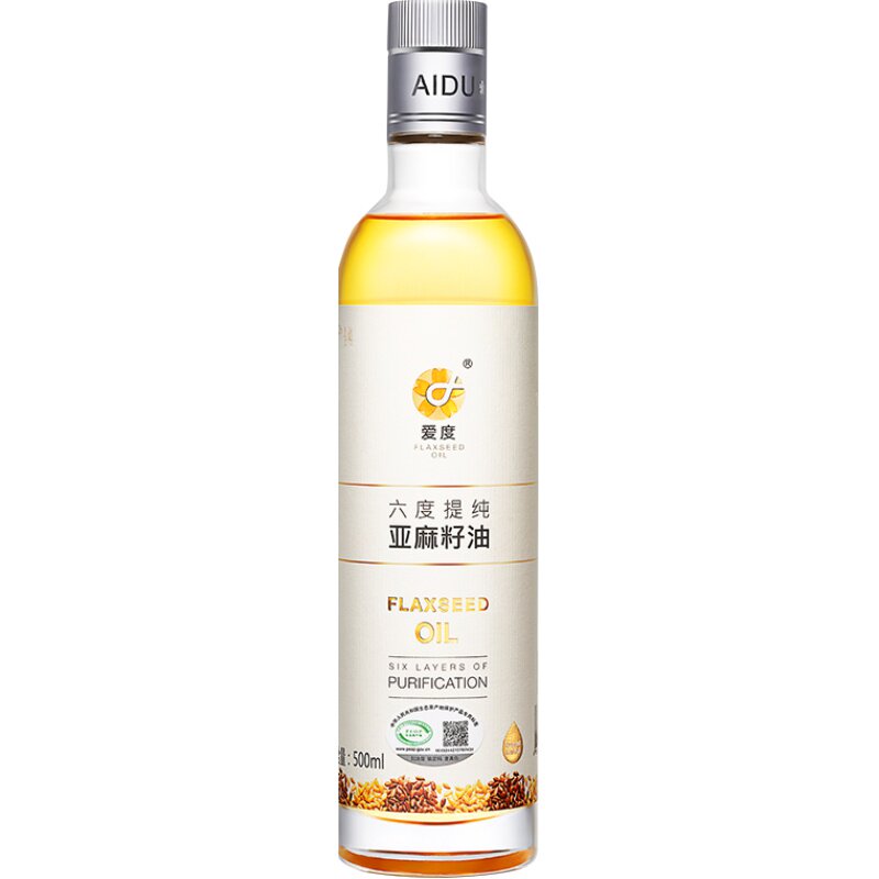 爱度亚麻籽油一级冷榨6度提纯食用油500ml包邮