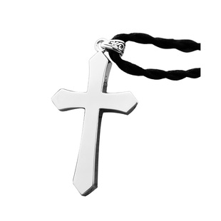 足银999十字架项链男女士光面吊坠复古霸气首饰品百搭送生日礼物
