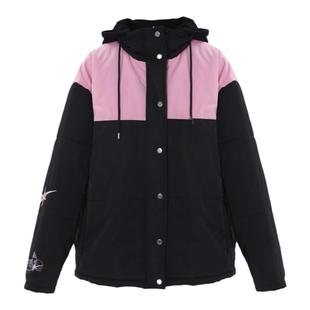 梁拌泡菜PC恶魔角连帽棉服刺绣立领美式情侣宽松冬季外套男女个性