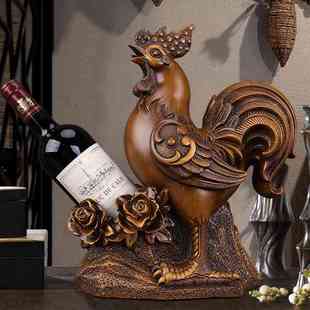 生肖鸡摆件创意葡萄红酒架置物架壁橱酒柜装饰品玄关钥匙收纳摆件