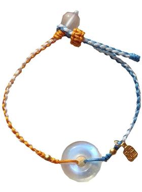 天然蓝月光石平安扣女生手链