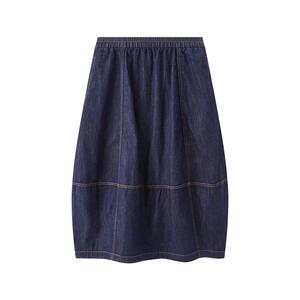 三福牛仔半身裙女2026新款春季拼接明线宽松散摆长裙子女装518384