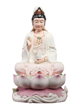 【感恩结缘优惠】《水莲全堂佛红衣彩》坐莲观音菩萨佛像供奉家用