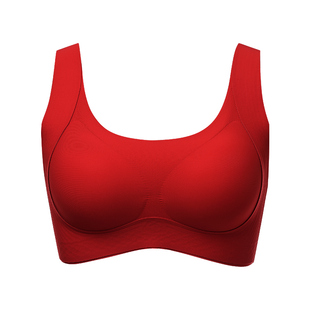古今无痕内衣女大胸显小聚拢收副乳防下垂本命年红色文胸罩透气