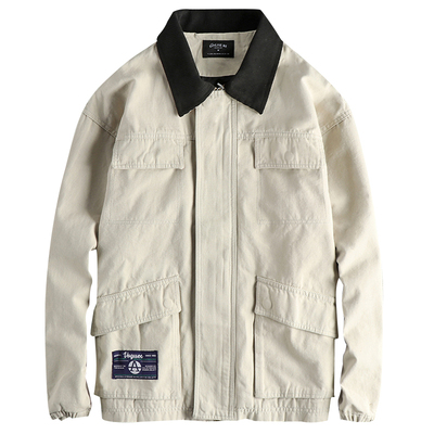 拼接水洗梭织全棉帆布工装外套