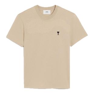 【季末甄选】Ami Paris 男士黑色刺绣ADC棉针织T恤 爱心圆领上衣