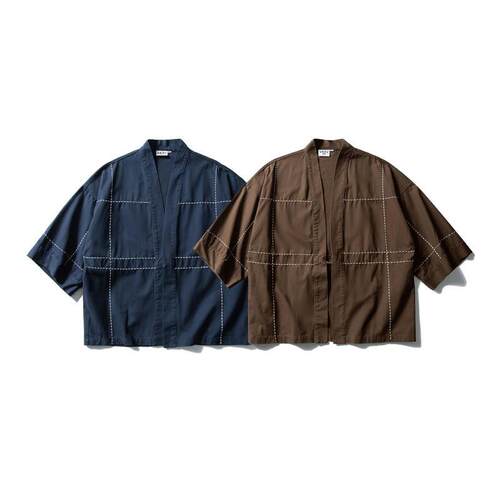 K 20507 Retro Color Block Stitch Short Sleeve Shirt 撞色辑明
