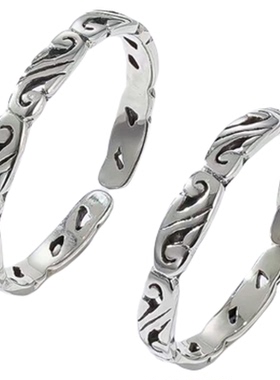 高级感情侣925纯银戒指雕花开口
