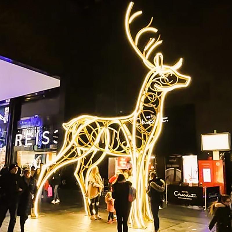 圣诞美陈装饰灯梅花鹿灯灯展旅麋鹿户外景观艺灯文造型道具防雨铁
