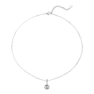 【蜜桃茶】简约单颗灰色戴妃珍珠吊坠项链轻奢小众设计颈链配饰女