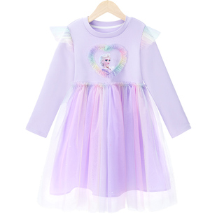 迪士尼童装艾莎公主裙女童连衣裙秋2025新款网纱群儿童裙子秋款女