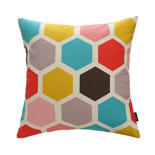 几何印花大抱枕套含芯客厅沙发纯棉彩色靠垫汽车腰靠枕飘窗床上