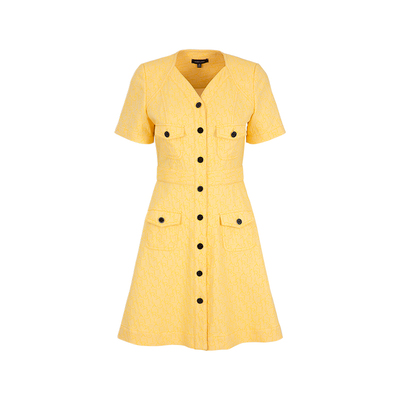 MARYLINGV领提花连衣裙