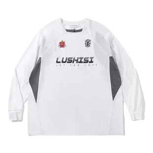 LUSHISI美式训练服篮球速干长袖t恤投篮服复古赛车服斗志主题印花