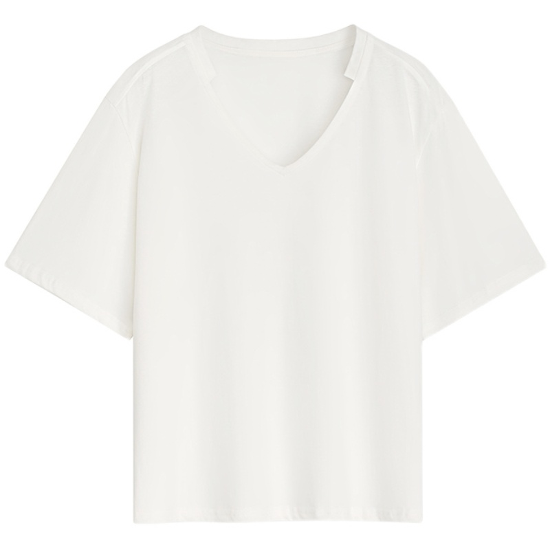 LILI EDIT/小众设计感V领显瘦宽松T恤女夏季慵懒风短袖休闲上衣