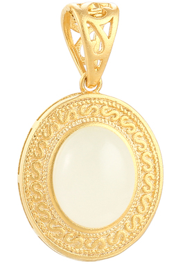 纯银古法金吊坠项链高级感碧玉