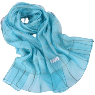 百搭秋冬韩版新款真丝金线混纺格子丝巾婚纱礼服披肩长款围巾围脖